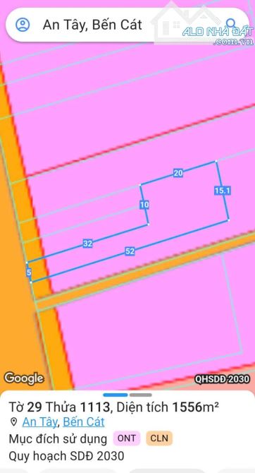 BÁN ĐẤT MT DT744, P.AN TÂY, TP.BẾN CÁT, DT:5x52, NỞ HẬU 15M, TC100M2, SHR, GIÁ 12 TỶ.