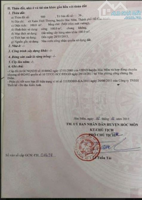 2 vợ chồng bỏ xứ về quê nên bán gấp căn nhà ở Hóc Môn, giá 695 triệu, DT100m2, SHR.