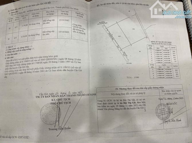 Bán đất Cấn giờ, 51x65m, Xã Bình Khánh Huyện Cần Giờ, 3300m2, Giá 17,3 tỷ