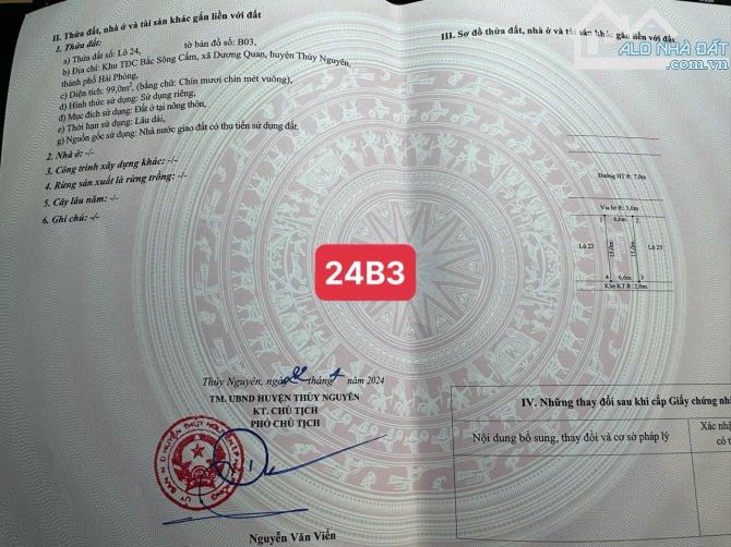 🟢Bán 2 lô  99m2 B3 tại TĐC Bắc Sông Cấm khu B- Dương Quan- HP + Ngang 6,6m, sâu 15m l