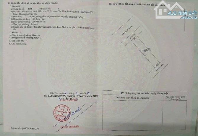 🏡🏡 BÁN NỀN 1O3,5m2 - ĐƯỜNG SỐ 1O - KDC DIỆU HIỀN - Q. CÁI RĂNG - TP. CẦN THƠ - 1