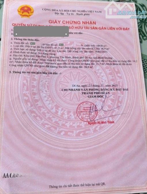 Bán đất gần chợ Tân Bình 200m, p.Tân Bình, Tp.Dĩ An chỉ 2,85 Tỷ TL M7441 - 4