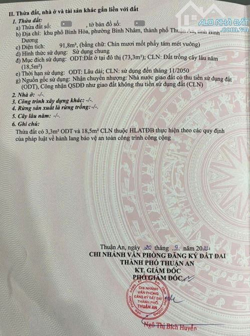 Bán đất MT đường Bình Nhâm 23 p.Bình Nhâm Tp.Thuận An chỉ 2ty500 TL M7460 - 4