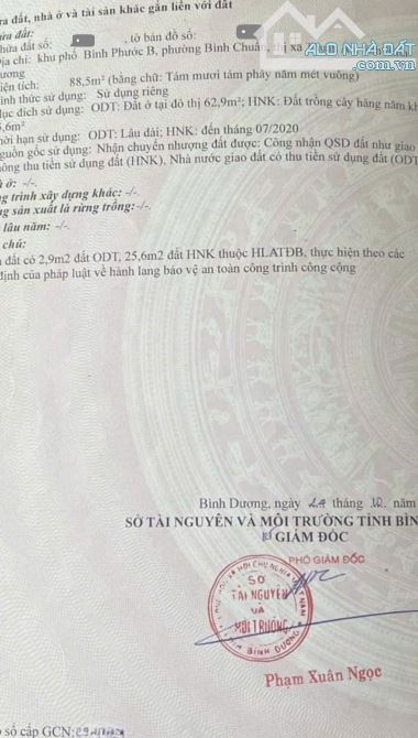 Bán đất cách đường Bình Chuẩn 63 chỉ 50m p.Bình Chuẩn Tp.Thuận An chỉ 2ty550 TL M7454 - 5