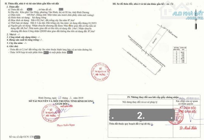 Bán 3 lô đất MT đường Nguyễn Thị Tươi, p.Tân Bình, Tp.Dĩ An chỉ 20tyy TL M7445 - 8