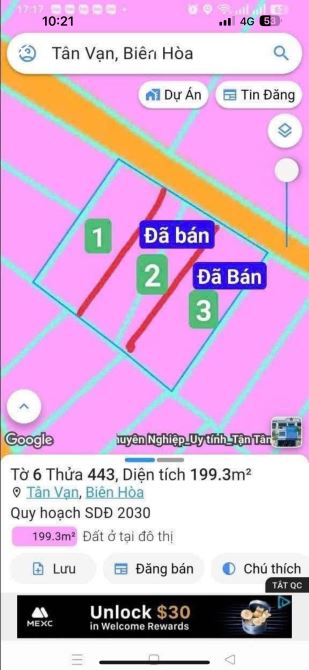 Bán Lô Đất Đẹp Vuông Vức Sổ riêng thổ cư Phường Tân Vạn - 1