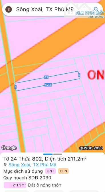 BÁN 6 LÔ ĐẤT SÔNG XOÀI - PHÚ MỸ ĐƯỜNG BÊ TÔNG CÁCH ĐƯỜNG NHỰA 183m2 CHỈ 1,370 TỶ - 8