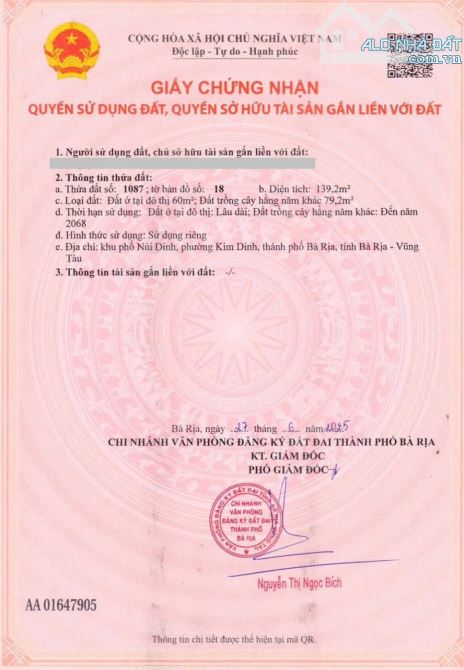 Chủ Gửi Bán 2 mặt tiền đường Nhựa thuộc P. Long Hương,TP. HCM (P. Kim Dinh, TP. Bà Rịa cũ) - 2