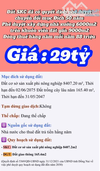 Đất Gần 9000m2 Đất SKC 2075 An Viễn Trảng Bom Gần KCN Giang Điền Tường Bao Quanh Giá Tốt