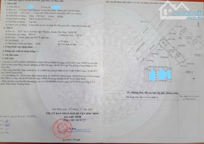 Bán gấp nhà 1 trệt 2 lầu Đ.Dương Công Khi, hóc môn 110m2, sổ riêng. Giá 999Tr - 10