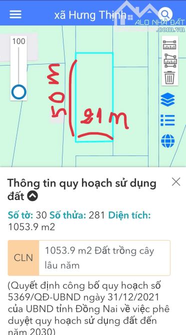 ĐẤT SÀO ĐƯỜNG ĐẤT 50M, ĐẸP NHƯ MƠ -CẲT LỖ, GIÁ BÈO: 800 TRIỆU, XÃ HƯNG THỊNH-HUYỆN TRẢNG B - 2