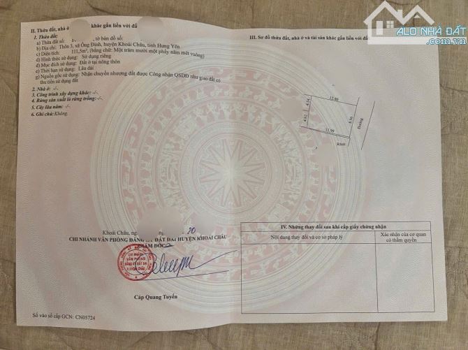 Ông Đình - Khoái Châu 111,5m ful thổ có thể chia 2 lô, đường trước đất rộng ô tô đánh võng - 3