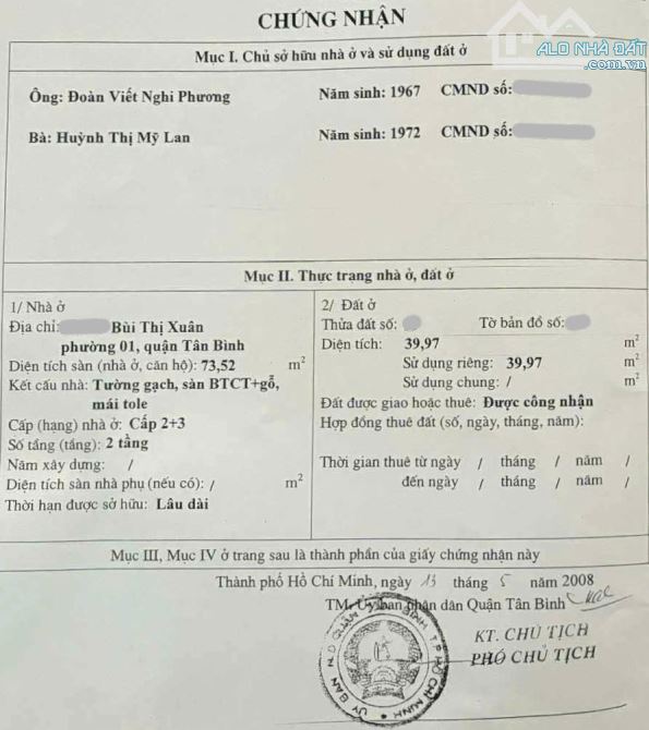 40m2 HXH thông BÙI THỊ XUÂN LÊ VĂN SỸ, đúc BTCT 4ty6