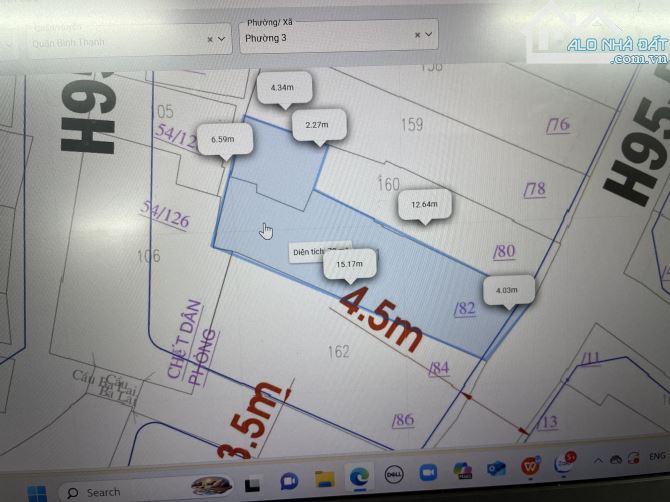 Bán Đất hẻm 95 Lê Văn Duyệt ,p1 ,Bình Thạnh .DT:75m2 .Giá :9.3 tỷ