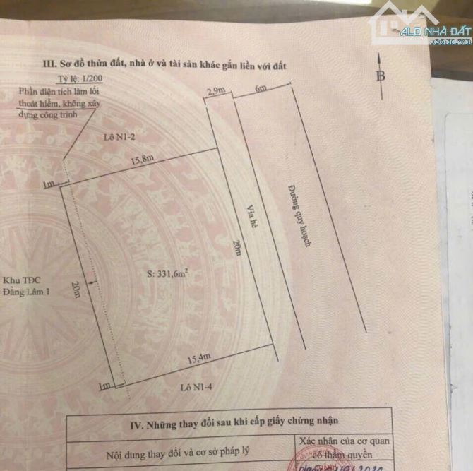 Lô đất mặt đường Ngô Hùng gần TĐC Sao Sáng, Đằng Lâm, Hải An, HP - Diện tích: 331.6m2 ngan - 1