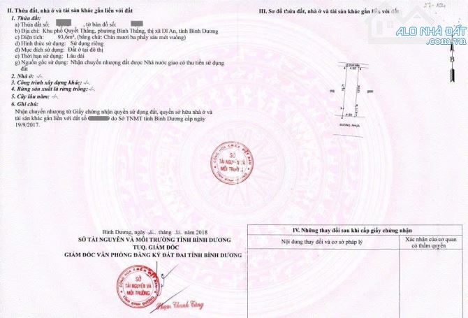Bán đất 4.8x19.5m, hẻm QL1A p. Bình Thắng gần Ngã 3 Tân Vạn - 1