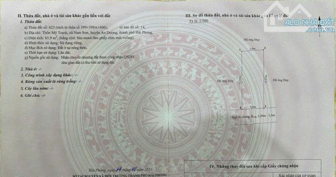 🍀🍀Chính chủ gửi bán lô đất giá đẹp trong bạt phân lô Mỹ Tranh, Nam Sơn, An Dương. - 1
