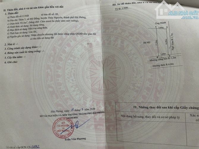 Chính chủ gửi bán một lô góc tại thôn 5 - Mỹ Đồng - Phường Lê Ích Mộc - 2