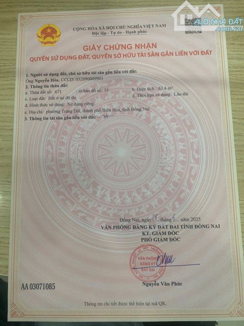 bán 2 lô đất sổ riêng thổ cư, kp2, p.Trảng Dài. hẻm oto đường Bùi Trọng Nghĩa chỉ 1,85 tỷ - 3