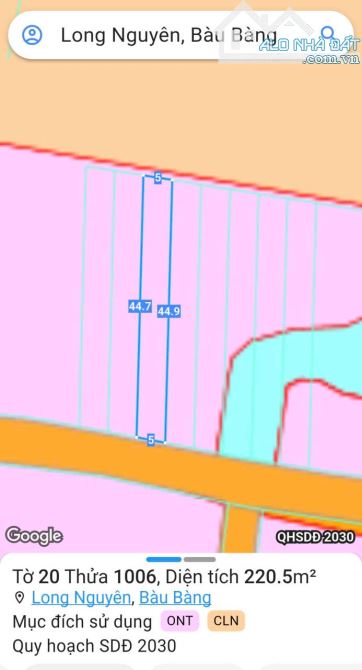 BÁN ĐẤT MT DH615, LONG NGUYÊN, BÀU BÀNG, DT:5x44, TC100M2, SHR, GIÁ 690 TRIỆU - 3