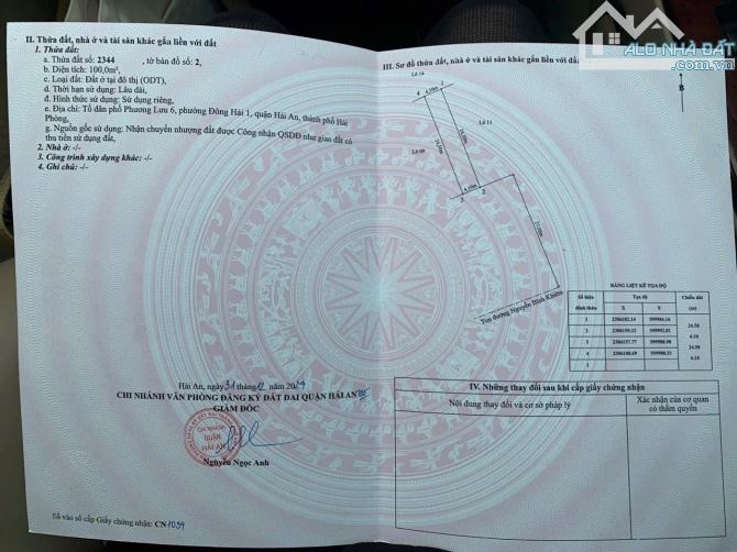 Bán đất mặt đường Nguyễn Bỉnh Khiêm vị trí đẹp ngay gần Lê Hồng Phong - Hoàng Thế Thiện