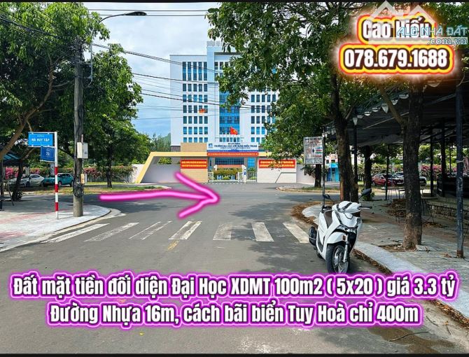 💥Đất mặt tiền đối diện Đại Học XDMT 100m2 ( 5x20 ) giá 3.3 tỷ. Đất biển Tuy Hoà