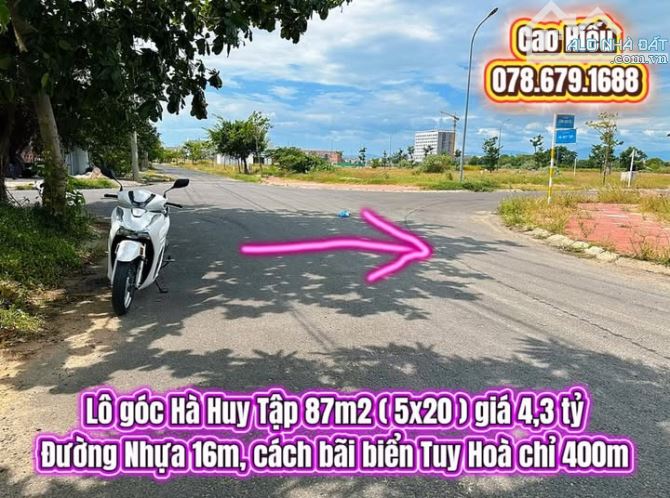 💥Lô góc Hà Huy Tập 87m2 ( 5x20 ) giá 4,3 tỷ. Đất biển Tuy Hoà