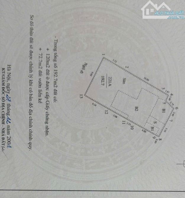 Bán gấp đất 9.9m*19.5m mặt ngõ cách phố150m quận Hai Bà Trưng, giá rẻ - 1