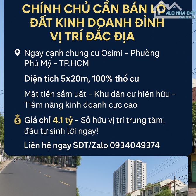 🎯 CHÍNH CHỦ CẦN BÁN LÔ ĐẤT VÀNG – NGAY TRUNG TÂM PHƯỜNG PHÚ MỸ, TP.HCM - 1