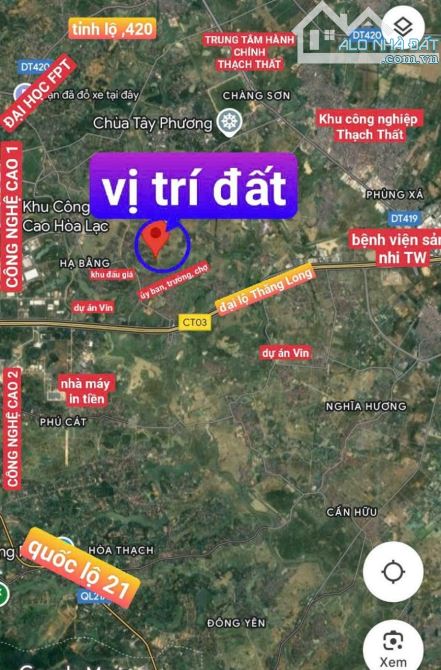 Đón sóng Metro 5 Hoà Lạc chủ cần tiền bán rẻ 100m Full thổ cư tại Đồng Trúc - 1