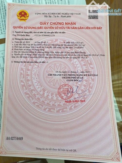 Cập đất ngang 10m.Đ. Nguyễn Bính-Đông hòa-TpHCM. 3.9ty. - 2