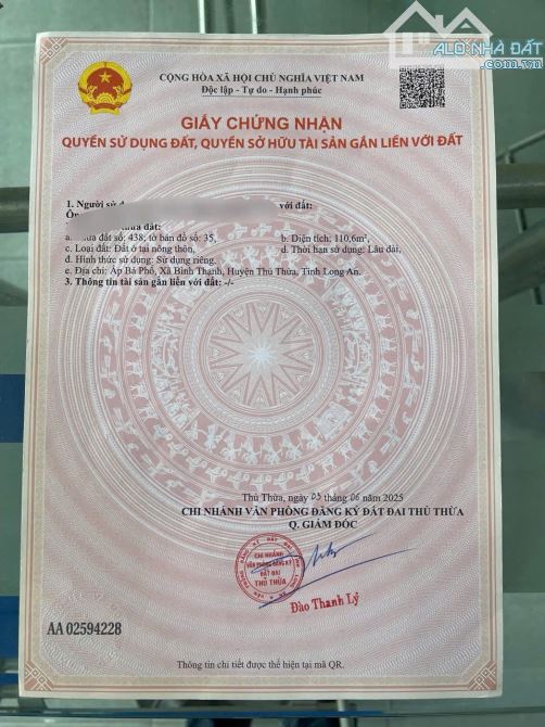 ✅ Bán đất thổ ,đường oto thuộc Ấp Bà Phổ ,  Bình Thạnh , Thủ Thừa _ DT : 5 x 22m2 - 3