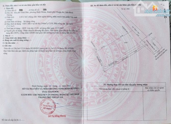đất lớn 1015,7m2 14ty TL xây biệt thự MT đường Bình Nhâm 88 p.Bình Nhâm Tp.Thuận An - 5