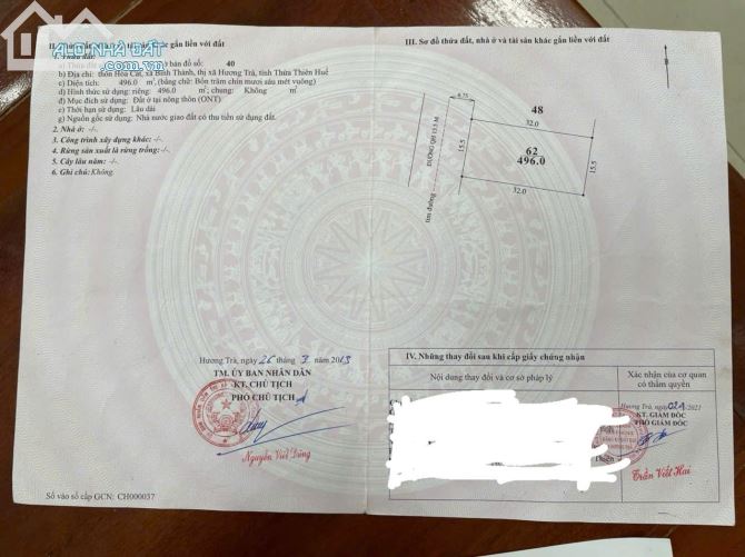 CHÍNH CHỦ BÁN ĐẤT ĐẸP (496M2 - 13,5TR/M2) – GẦN KDL SUỐI KHE ĐẦY – HƯƠNG TRÀ, HUẾ - 4