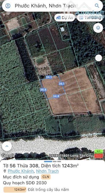 BÁN ĐẤT PHƯỚC KHÁNH -NHƠN TRẠCH 1243 M2 GIÁ 2,2 TỶ - 2