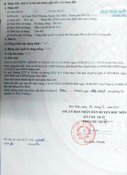 Bán đất nền 99m2 giá 750 triệu Xuân Thới Thượng - 2