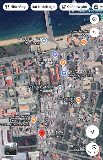 Bán đất tặng nhà cấp 4 mặt tiền Ấp Bắc rộng 10m- Vĩnh nguyên cách biển 250m