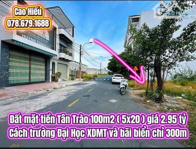 💥Đất mặt tiền Tân Trào 100m2 ( 5x20 ) giá 2.95 tỷ. Đất biển Tuy Hoà