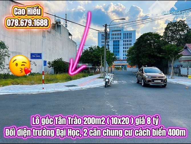 💥Đất vàng Lô góc Tân Trào 200m2 ( 10x20 ) giá 8 tỷ. Đất biển Tuy Hoà