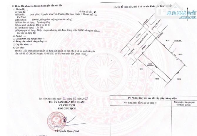 Bán đất biệt thự xây dựng tòa nhà mặt đường Nguyễn Văn Thủ Quận 1 (1000m2) 950 tỷ