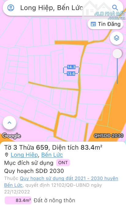 Chủ gửi bán lô đất đường Long Bình, xã Long Hiệp, Bến Lức, Long An 730triệu - 1