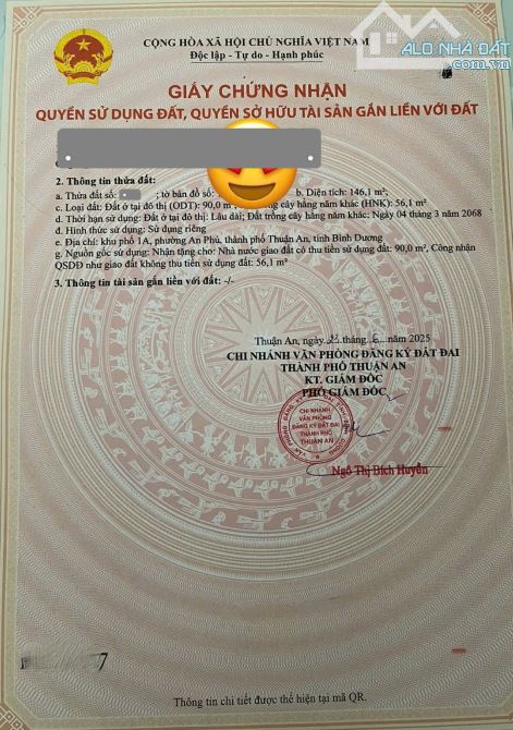 Bán đất 6x24.4m, mặt tiền An Phú 4 p An Phú kế chợ An Cơ - 2