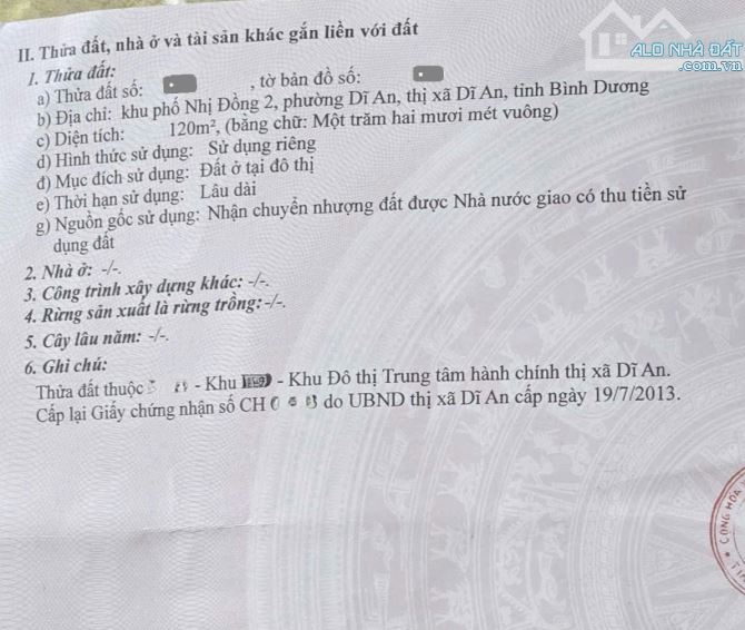 Bán đất 5x24m, đường số 14 Trung Tâm Hành Chính Dĩ An p.Dĩ An kế trường Việt Anh - 2