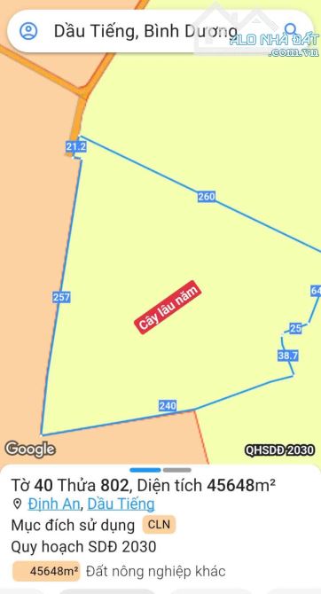 BÁN ĐẤT  MẪU CAO SU, ĐỊNH AN, DẦU TIẾNG, DT:21x260, NỞ HẬU 350M, SHR, GIÁ 15 TỶ - 4