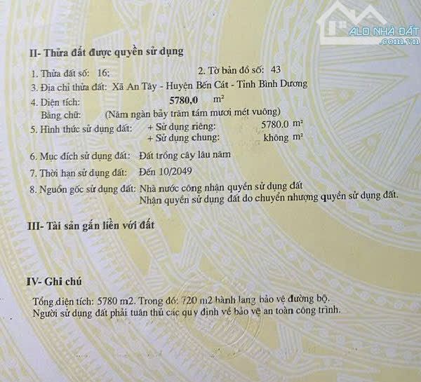 BÁN ĐẤT MT DT744, P.AN TÂY, TP.BẾN CÁT, DT:45x118, FULL HỒNG, SHR, GIÁ 55 TỶ - 4