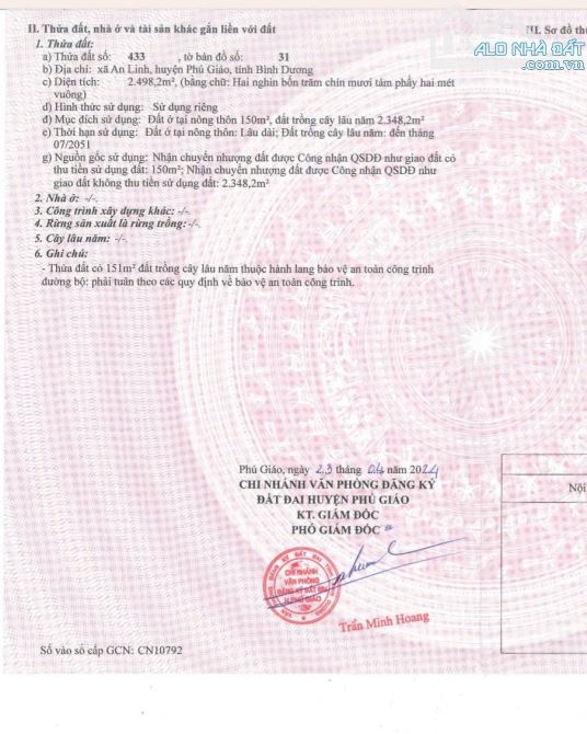 Đất mặt tiền ĐH507, phú giáo, Hồ Chí Minh