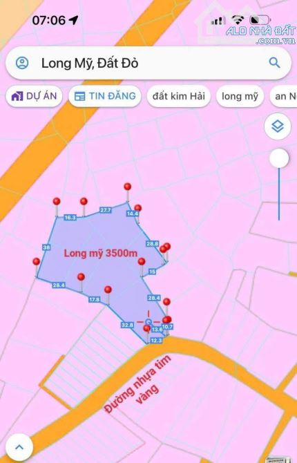 3,5 sào(3500m2) biển phước hải-phủ hồng toàn bộ , cách tlo 44B khoảng 300m-giá 2tr/m2