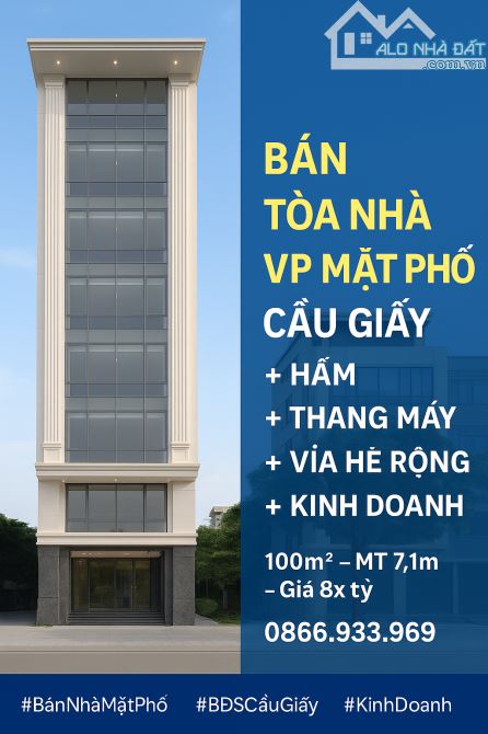 BÁN GẤP TÒA NHÀ VP MẶT PHỐ TT CẦU GIẤY – 10 TẦNG + HẦM – VỈA HÈ RỘNG – KINH DOANH. - 1