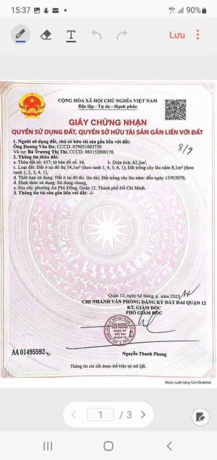 CHỈ HƠN 2 ĐỒNG HXH TỚI ĐẤT VƯỜN LÀI AN PHÚ ĐÔNG QUẬN 12 - 1