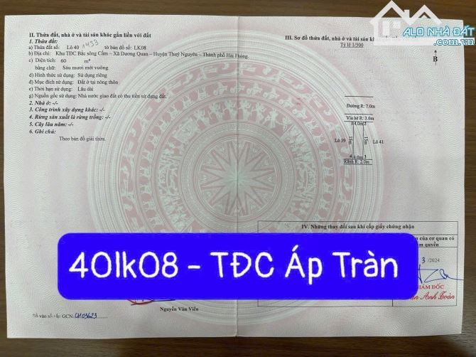 Rẻ nhất tái định cư Áp Tràn, phường Thuỷ Nguyên giá chỉ nhô 3 tỷ - 1
